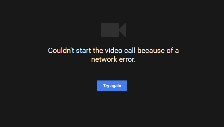 Google Hangouts Error Screen